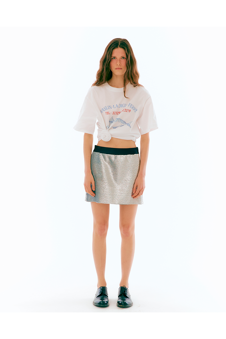WaistLine Sequin Skirt [SILVER]