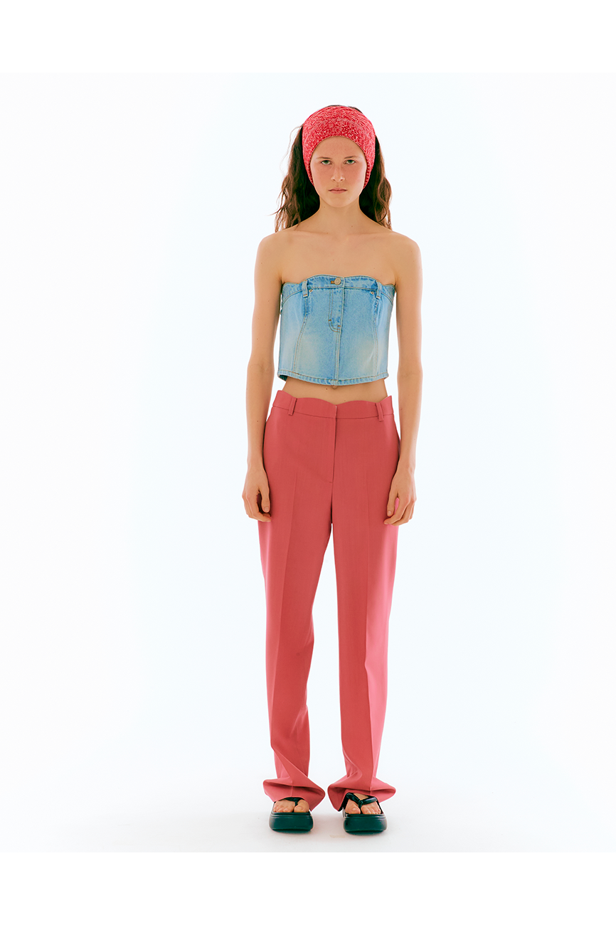 Curved Waistband Trousers [RED]