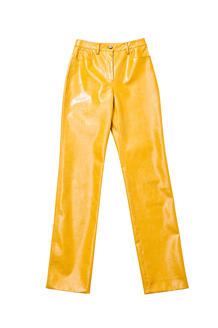 Straight Leather Pants [YELLOW]