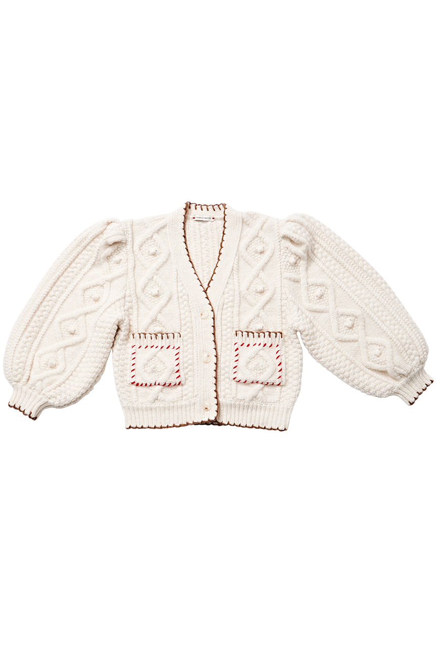 NOËL Embroidered Cardigan [WHITE]