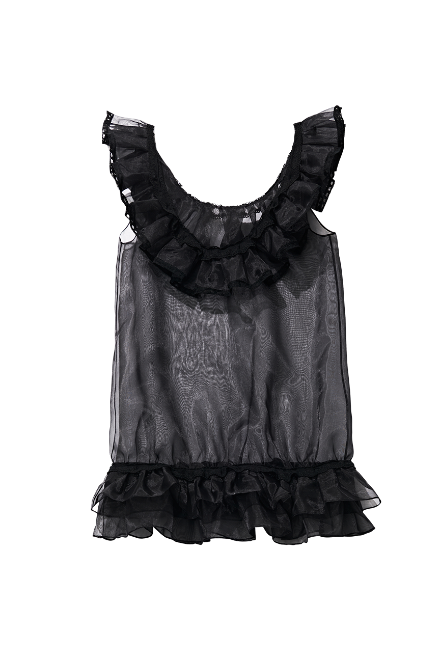 Flower Lace Sleveless Dress [BLACK]