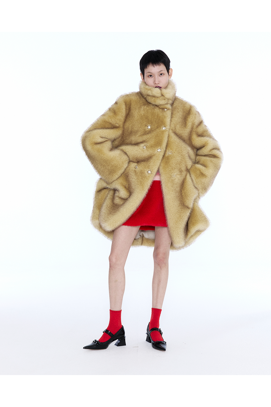 Double-Breasted Fur Coat [YELLOW]